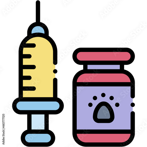 Vector Icon Vaccine, Veterinary, Medicine, Syringes, Drugs, Bottle