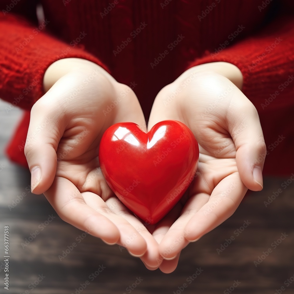 a woman carries a love symbol in her hand. Generative AI a woman carries a love symbol in her hand. Generative AI