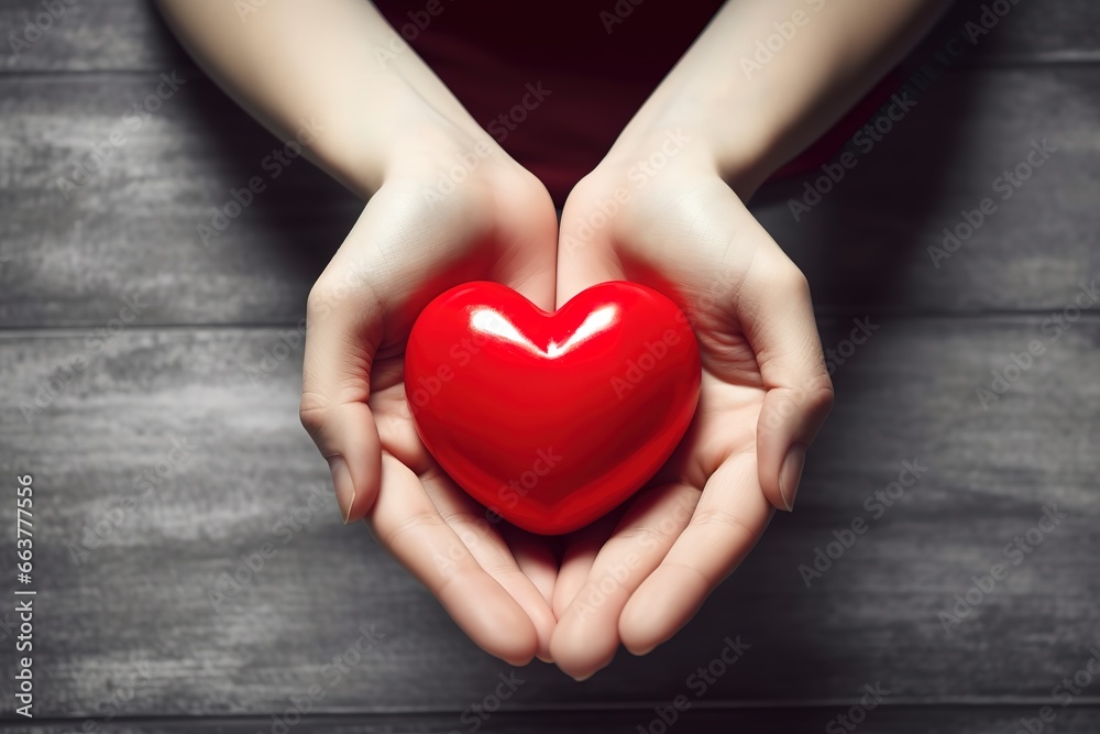 a woman carries a love symbol in her hand. Generative AI a woman carries a love symbol in her hand. Generative AI