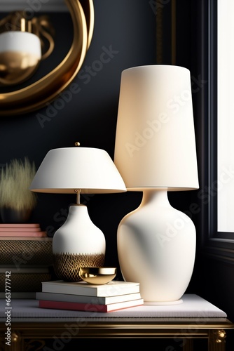 A home decor set based on the brand Schiaparelli,, living room, partisan white , books, ceramic , vase, fleur room decor 