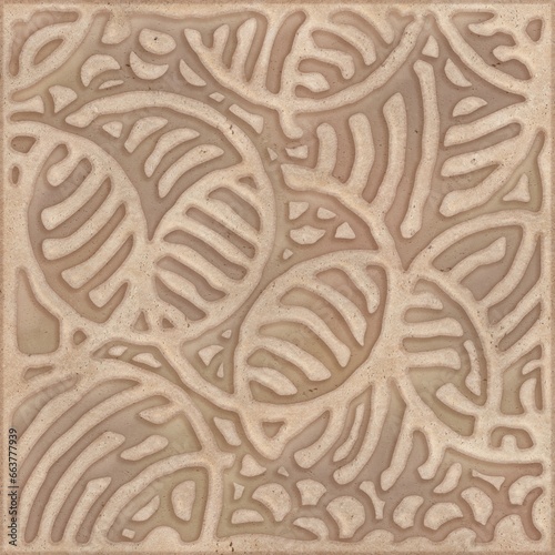 Stone carving, beige circle...