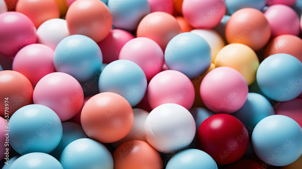 Pastel colored balls background. Abstract cute backdrop. Generative AI Pastel colored balls background. Abstract cute backdrop. Generative AI