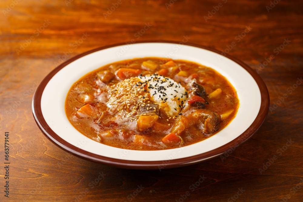 Special fast food curry rib rice and ingredients Special fast food curry rib rice and ingredients