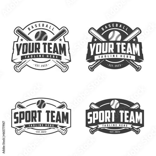 Badges set of baseball team. Baseball logo, emblem set collection, design template on light background
