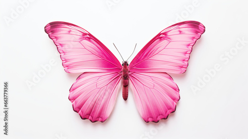 Pink butterfly on white background © Megan