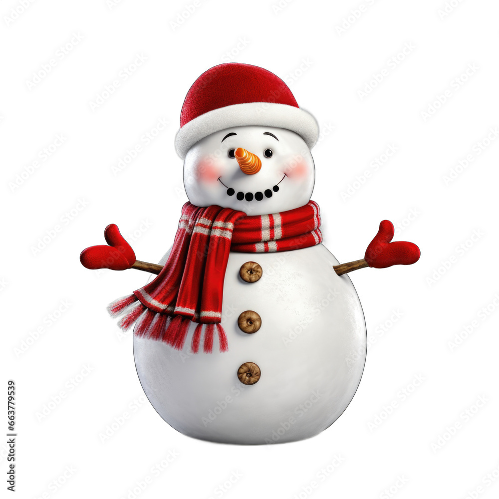 Snowman with a happy face isolated on transparent background Snowman with a happy face isolated on transparent background
