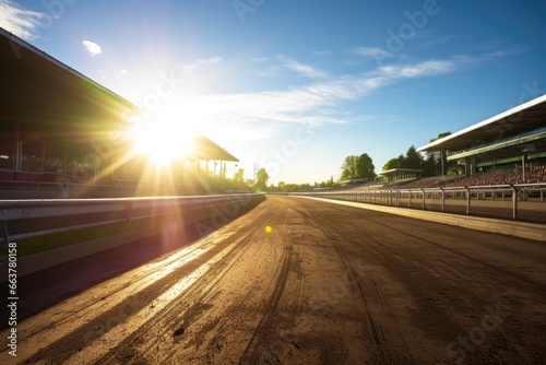 horse racing track under bright sunlight
