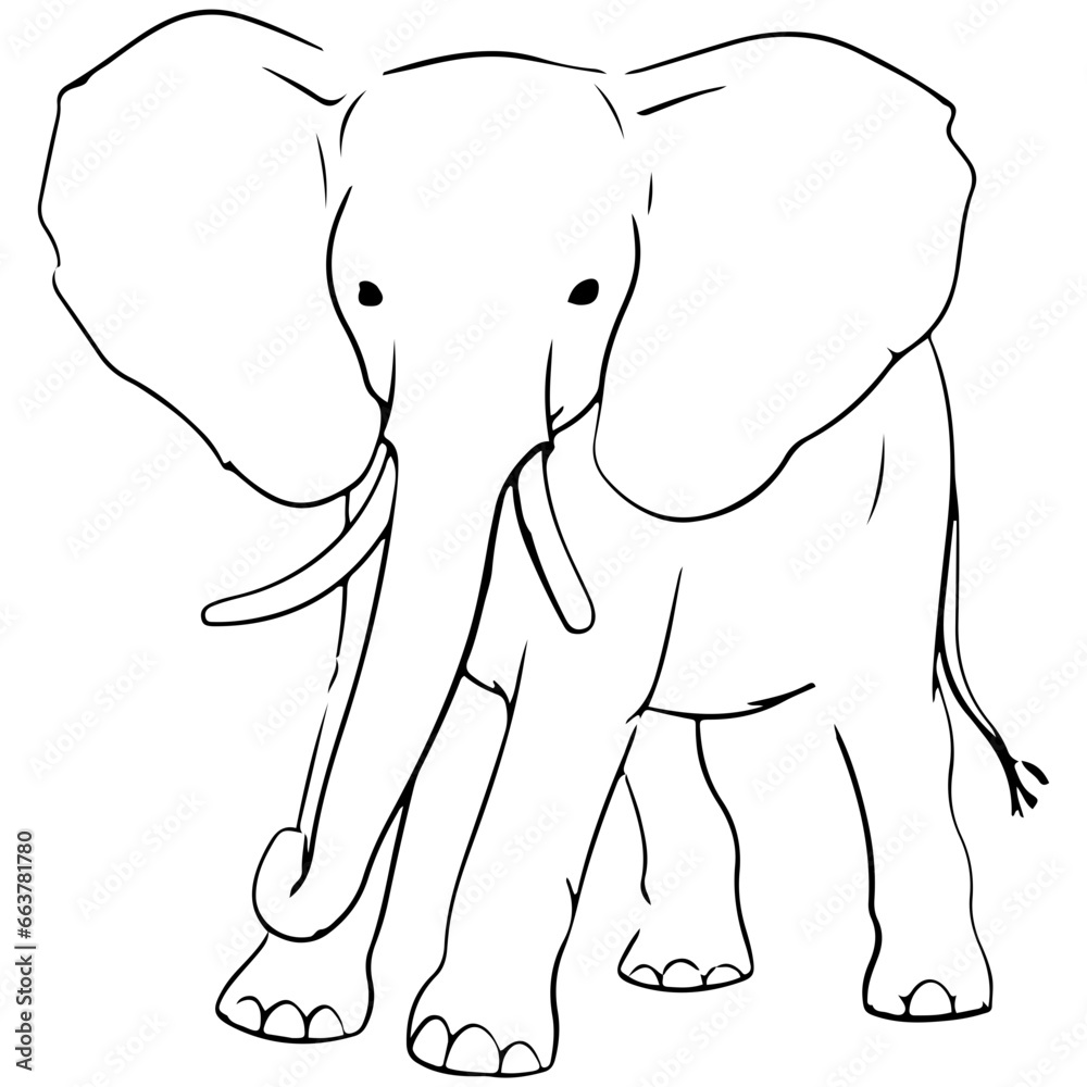 Obraz premium Cute Elephant. Outline vector. Generative AI