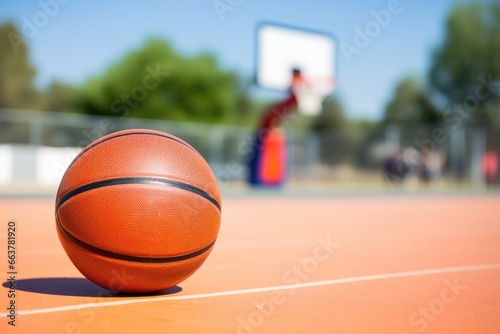 basketball bouncing on a clean outdoor court