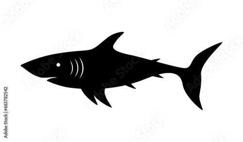 Shark black isolated icon on white background. Vector illustration
