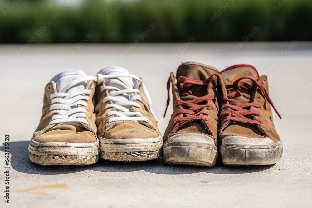 pair of old sneakers turned the opposite way pair of old sneakers turned the opposite way