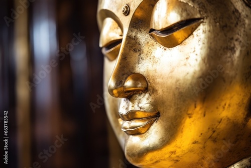 close-up of a buddha statue with a serene facial expression © altitudevisual