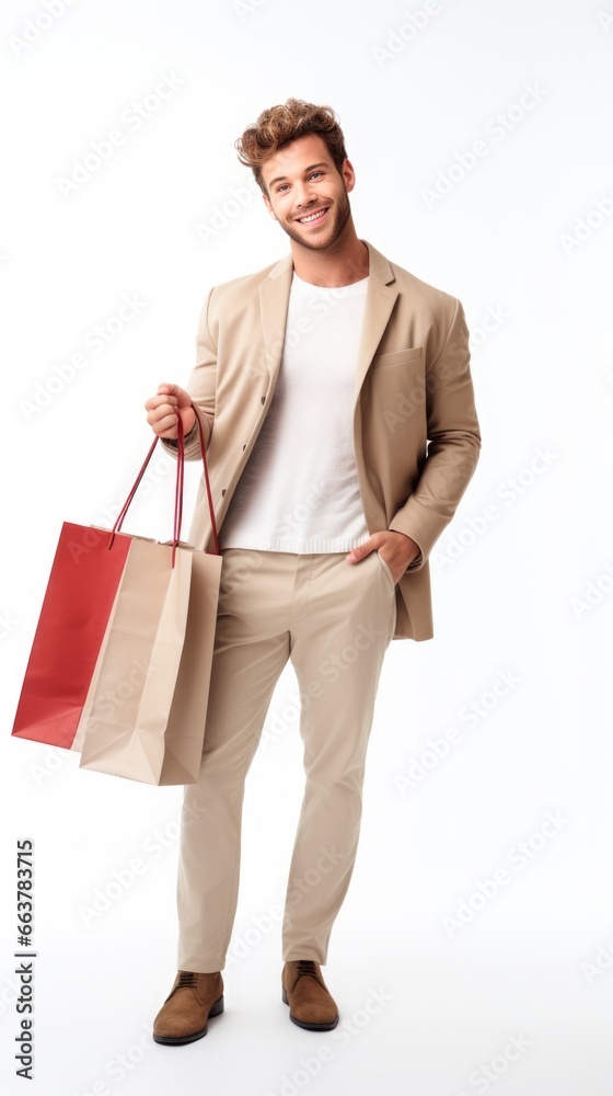 Successful Businessman Posing with Red Bag. Fictional characters created by Generated AI. Successful Businessman Posing with Red Bag. Fictional characters created by Generated AI.