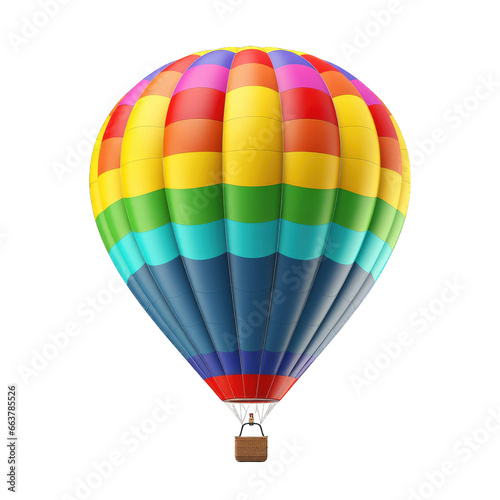 Colorful hot air balloon isolated on transparent background