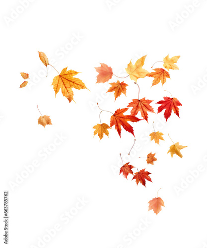 autumn leaves falling isolated ai generative