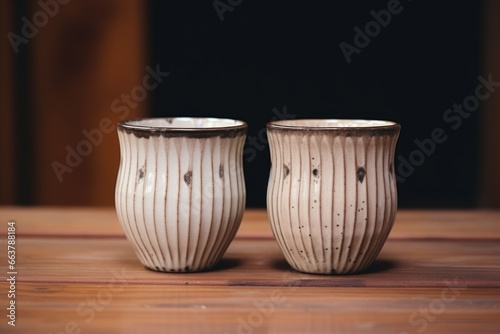 pair of ceramic tea cups sitting side by side on a wooden table © Alfazet Chronicles