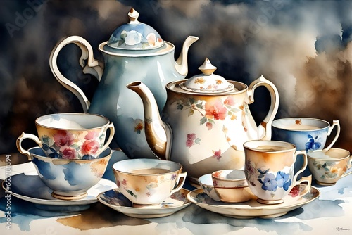 teapot and cups