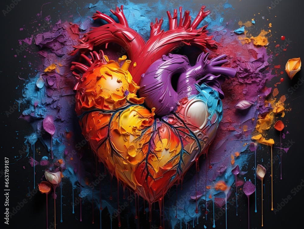 Heart, Bright color, Generative AI