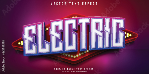 Neon electric 3d editable text effect