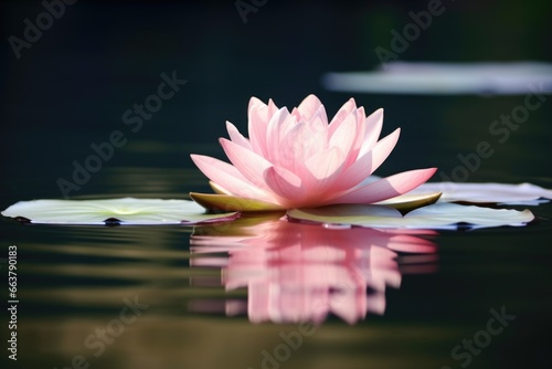 lotus flower floating on serene pond surface