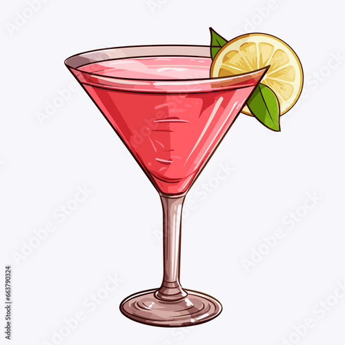 Cosmopolitan cocktail hand-drawn comic illustration. Cosmopolitan. Vector doodle style cartoon illustration