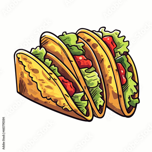 Tacos hand-drawn illustration. Mexican taco. Vector doodle style cartoon illustration