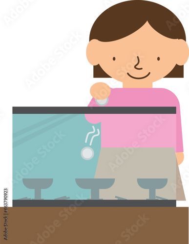 水槽でコイン落としゲームで遊ぶ子供