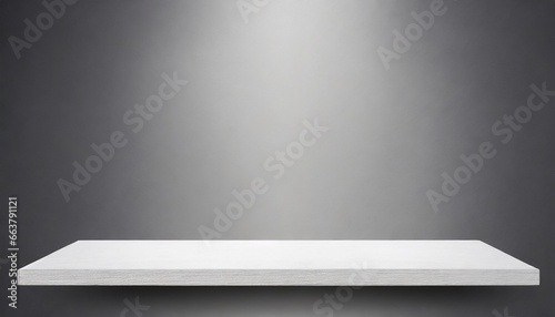 empty shelf on a wall, Minimalistic Elegance: White Display Shelf on Grey