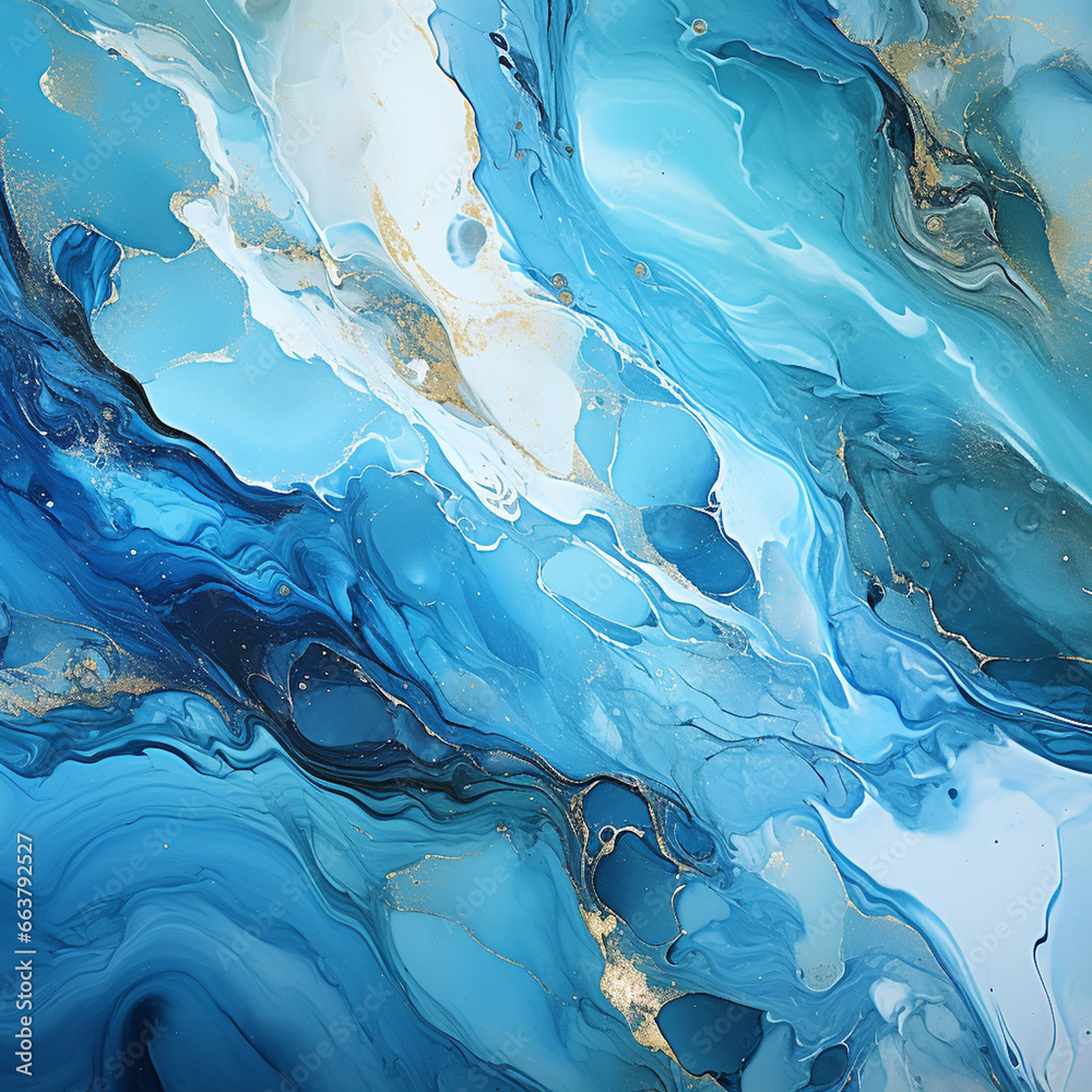 Abstract illustration of watercolor backgrounds in blue color. AI generative