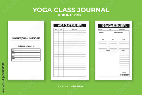 Yoga Class Journal for Teachers KDP Interior