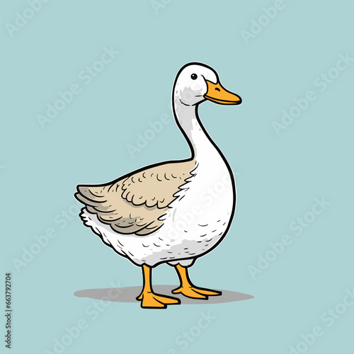 Goose hand-drawn illustration. Goose. Vector doodle style cartoon illustration