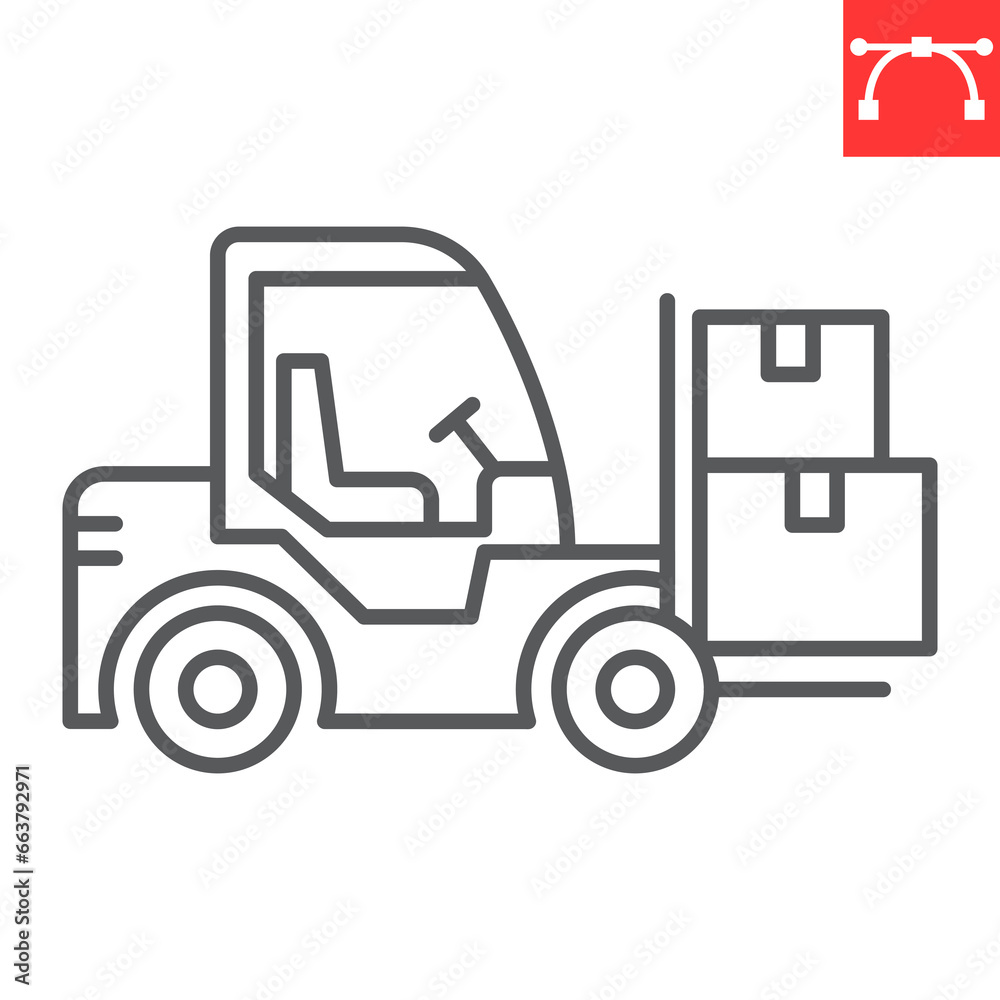 Forklift line icon, logistic and transportation, forklift vector icon, vector graphics, editable stroke outline sign, eps 10.