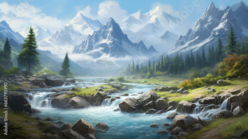 Mountain landscape river