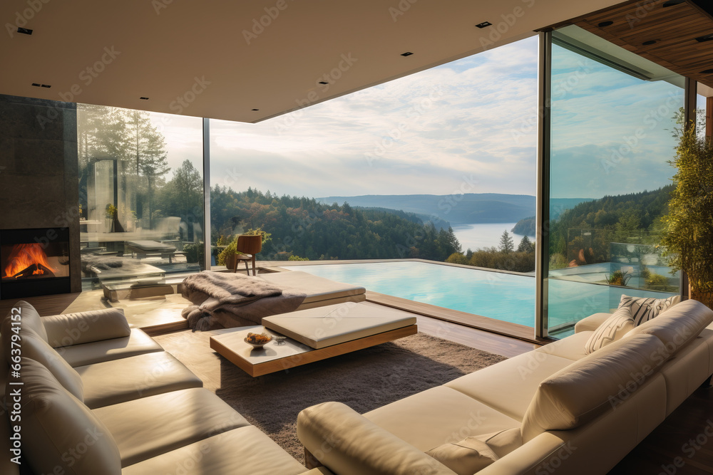 Fototapeta premium living room outside, Generative AI