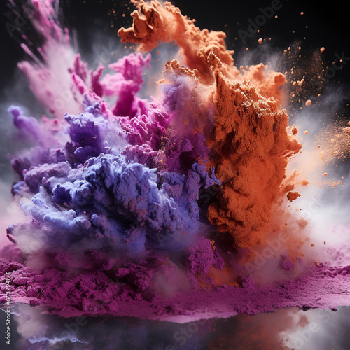 Pink and purple powder explosion. AI generative © Julia