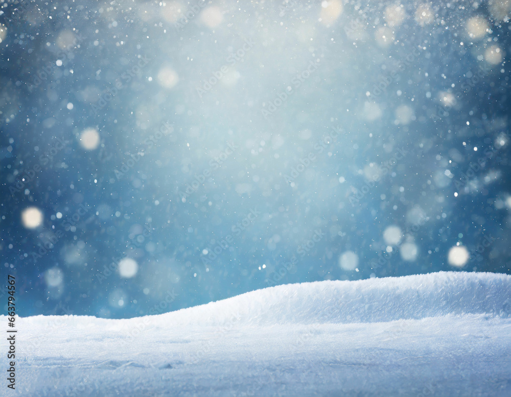 Winter's Snowy Canvas Christmas Background with Copy Space