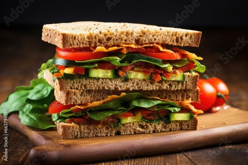 a vegetable sandwich with wholemeal bread