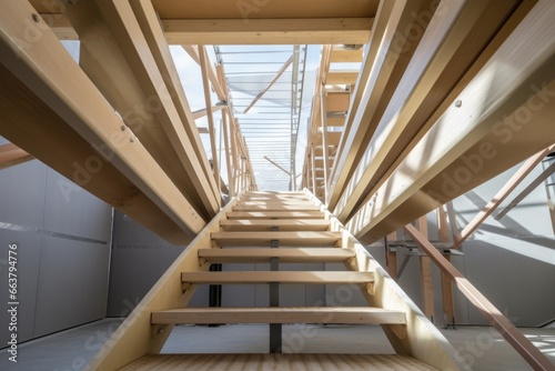 perspective view of stairs in a new build structure