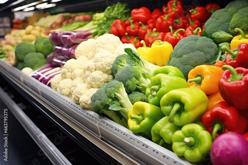 a grocery cart filled with fresh fruits and vegetables