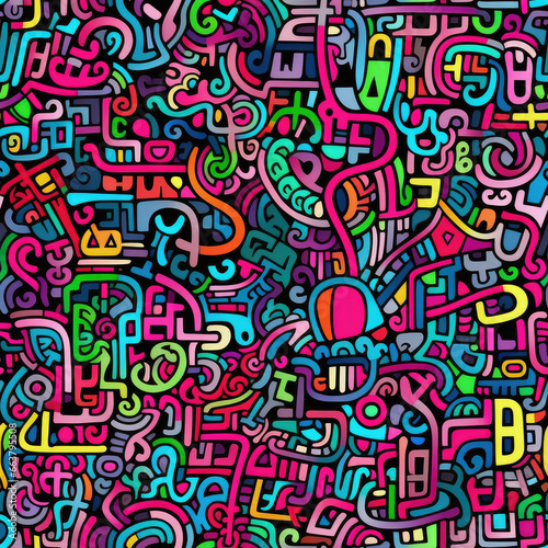 Ornate doodles mandala colorful zentangle abstract ethnic tribal cartoon repeat pattern happy hippy psychedelic trippy
