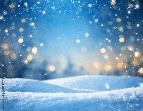 Winter's Snowy Canvas Christmas Background with Copy Space © Im