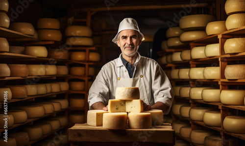 Masterful cheesemaker confidently evaluates cheese.