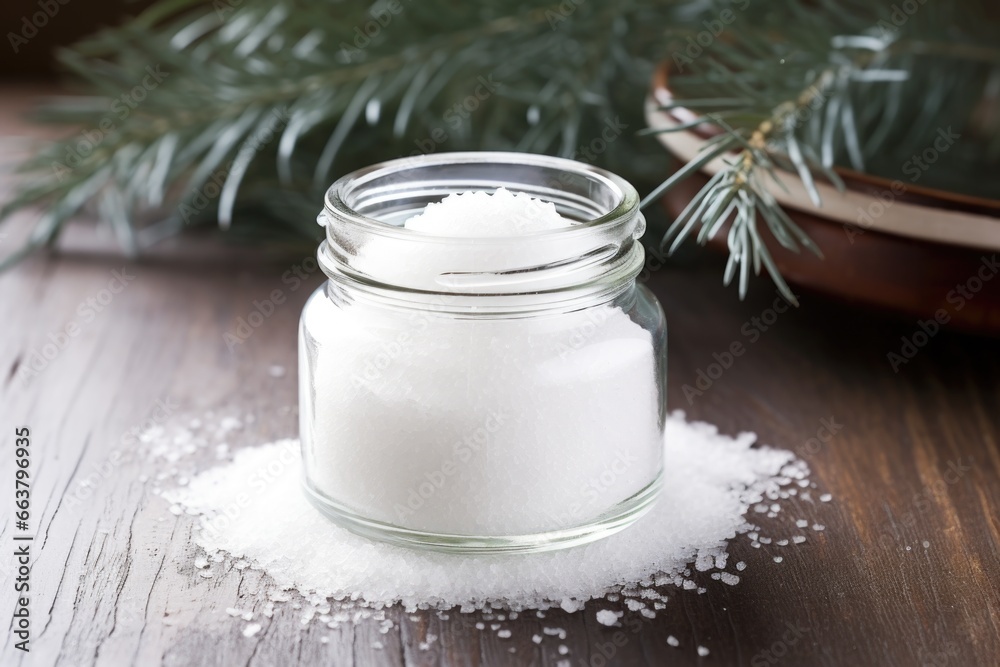 epsom salts in a glass jar epsom salts in a glass jar