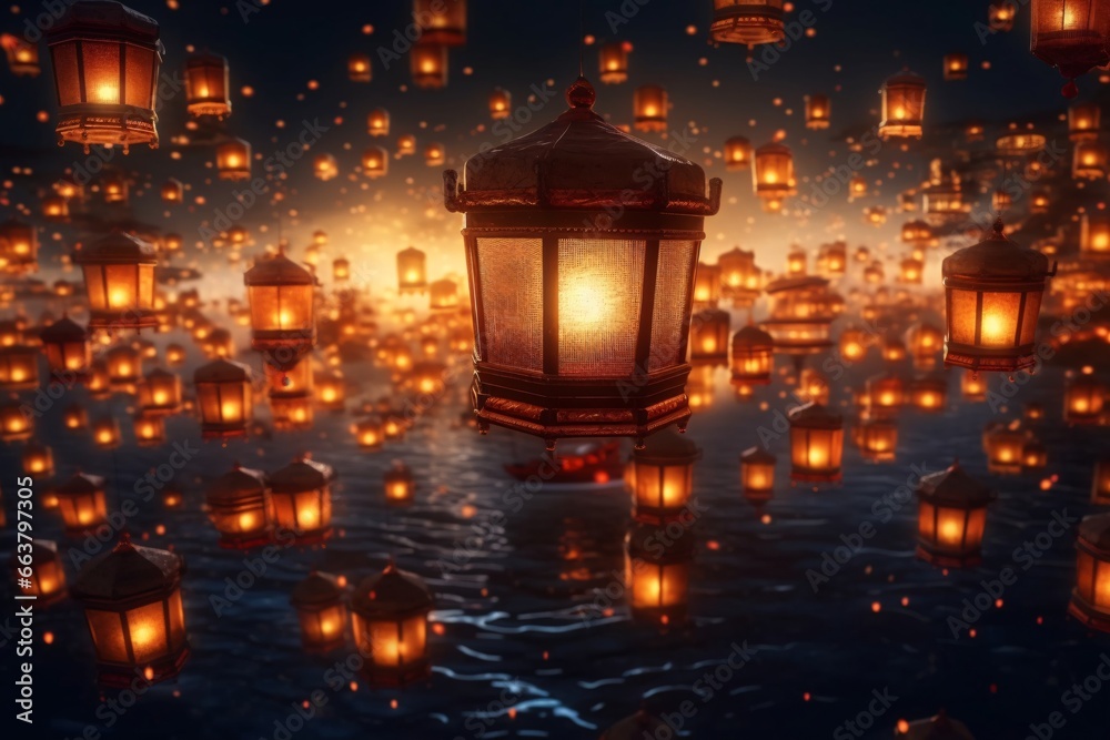 Paper lanterns at Loi Krathong festival in Chiang Mai, Thailand. Chinese lanterns at night in Chinatown Paper lanterns at Loi Krathong festival in Chiang Mai, Thailand. Chinese lanterns at night in Chinatown