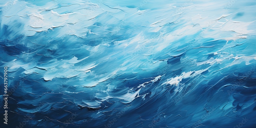 Closeup of abstract rough colorfuldark blue art painting texture background wallpaper, with oil or acrylic brushstroke waves, pallet knife paint on canvas