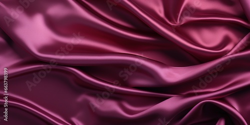 Dark magenta purple silk satin. Soft folds on a shiny fabric. Luxury background with space for design. Banner. Wide. Long. Panoramic. Christmas  Valentine. Flat lay  top view table. Template
