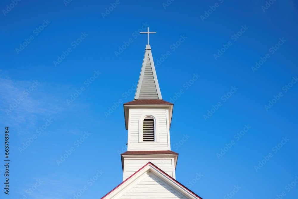a church steeple against a clear sky