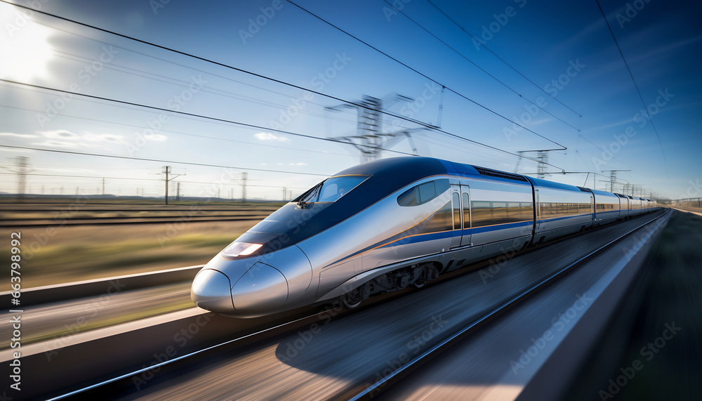 high speed trains racing along the tracks