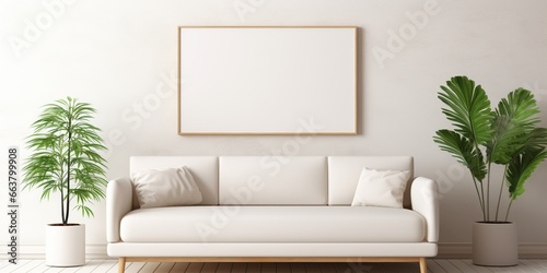 Mock up poster frame in modern interior background, living room, Scandinavian style © Svitlana