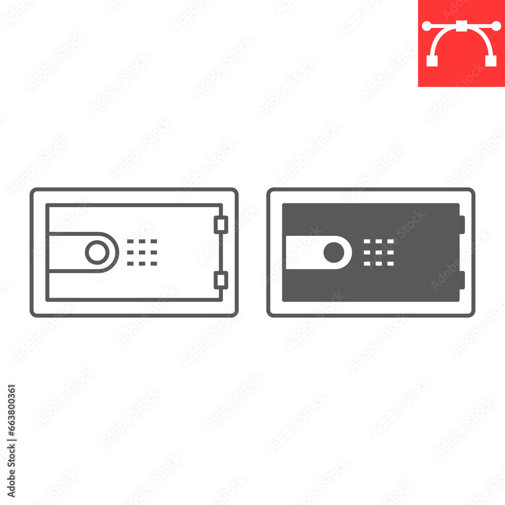 In room safe line and glyph icon, safe box and hotel services, strongbox vector icon, vector graphics, editable stroke outline sign, eps 10. In room safe line and glyph icon, safe box and hotel services, strongbox vector icon, vector graphics, editable stroke outline sign, eps 10.